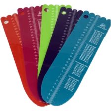 Various colors of sock rulers in fan shape.