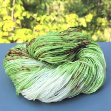 Sock yarn in spring forest colors and bright white.