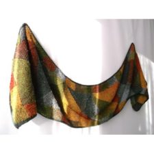 Patchwork-style stole that gives the impression of an abstract painting.