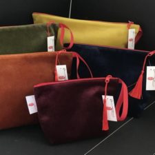 Velvet zip pouches in various sizes.