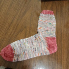 Simple sock with contrasting heel and toe.