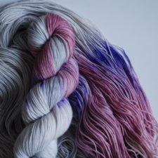 Skein about half and half in two colors.