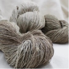 Handspun undyed bamboo fiber in three shades.