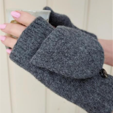 Solid-color mitts with an attached cap to make them full mittens.