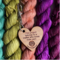 Clip on wooden heart that says, This project belongs to a crafter who loves indie yarn.