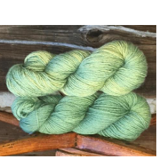 Tonal spring-green yarns.
