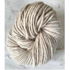 Shetland Alpaca single ply yarn in light, neutral color.