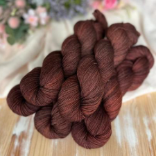 Semi-solid yarn in a warm medium brown