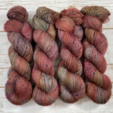 Colors of fall leaves in variegated yarn.