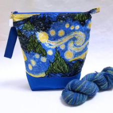 Zippered project bag with bright colors of Van Gogh painting.