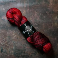 Deep, blood red tonal yarn.