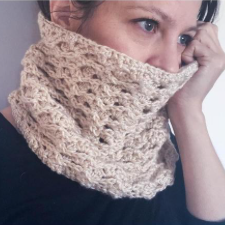 Textured chunky cowl with some openwork.