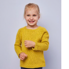 Textured child’s long-sleeve pullover with crew neck. Sweater has a narrow ribbed band at cuffs, hem and neck.