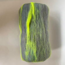 Batt of neutral fiber with streaks of neon.