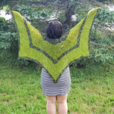 Two-color shawl in four triangles, for a batwing effect.