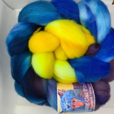 Braided roving in intense bright shades in the colors of Vincent Van Gogh’s painting.