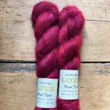 Tonal mohair in cranberry shades.