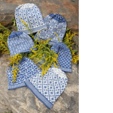 Six intricate colorwork beanies in two colors.