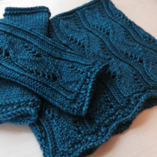 Fingerless mitts and lightweight cowl in matching lace pattern