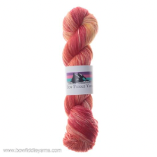 Chunky yarn in tonal blend of dark to lightest coral.
