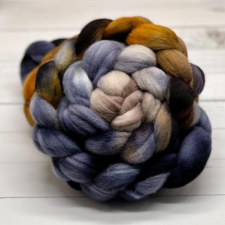 Campfire colors in braided roving - deep grays to warm medium brown.