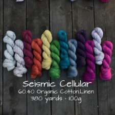 Cotton linen skeins in 12 colors from neutral to deep colors.