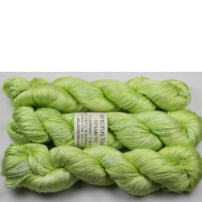 Brightest light green silk yarn with a slight sheen.