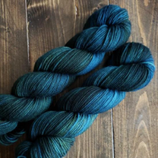 Tonal yarn in deepest aqua.