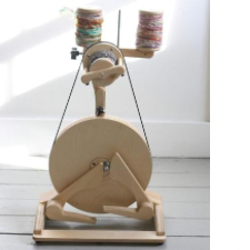 Versatile, beginner friendly treadle spinning wheel.