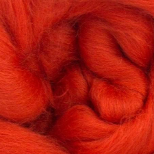 Close-up of bright red roving.