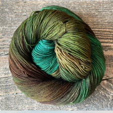 Variegated yarn in browns and greens.