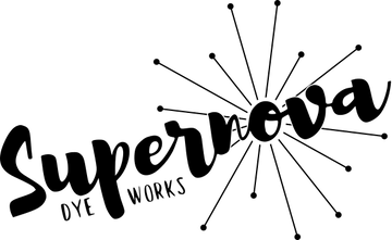 Supernova Dye Works logo with atomic 