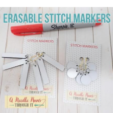Long tags or round stitch markers with write and wipe surface.