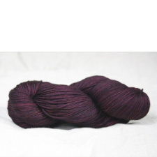 Sport weight yarn in deep maroon with a black overlay.