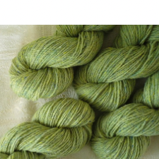 Spring green mule spun yarn.