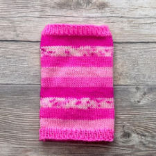 Bright pink stripes in a few shades along with pink on pink speckles.