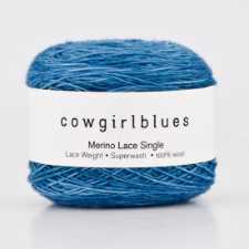 Kidsilk and Merino lace in a medium true blue.