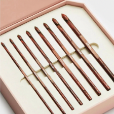 Eight rosewood crochet hooks in a gift box.